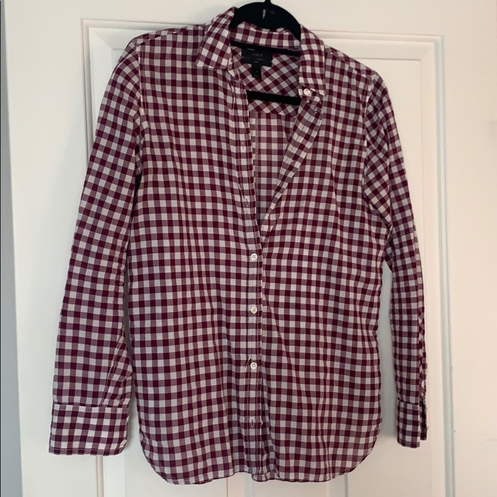 Jcrew maroon gingham size 2